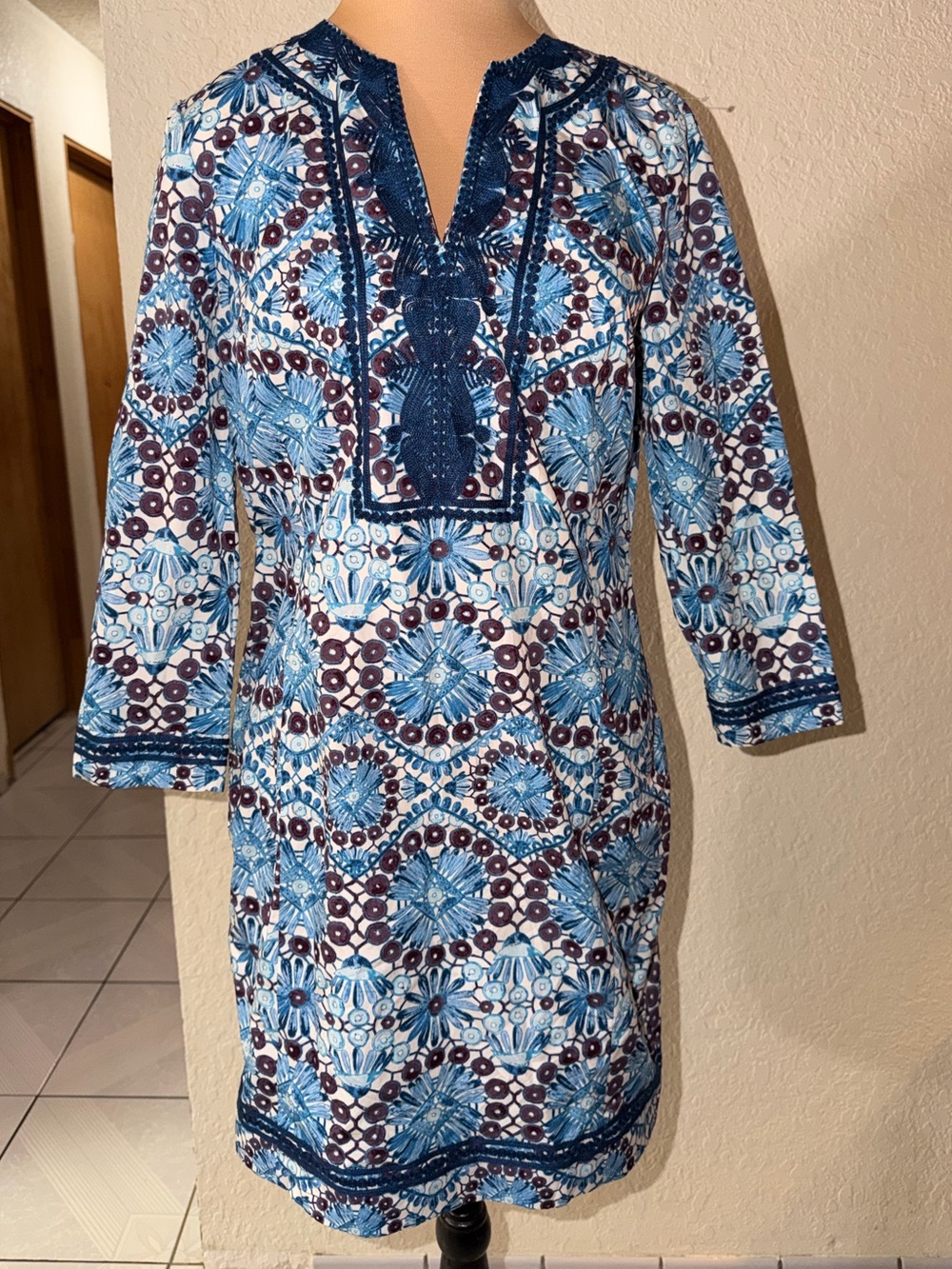 Tory Burch "Tilework" Tunic Dress